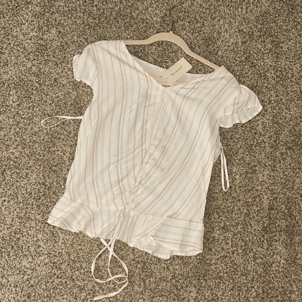 Never worn blouse. Blush pink and white